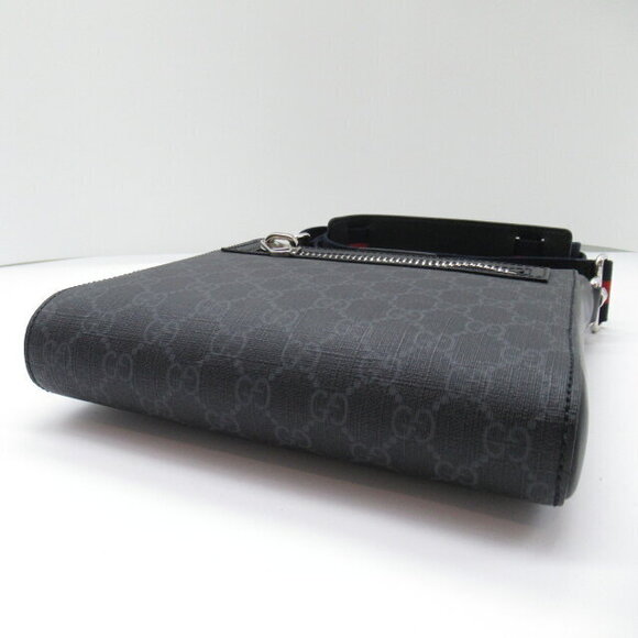 Gucci GG Supreme Shoulder Bag Leather Canvas Black - Picture 4 of 9